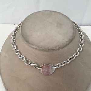 Please Return to Tiffany & Co. Oval  Tag Choker Necklace 15.5”
